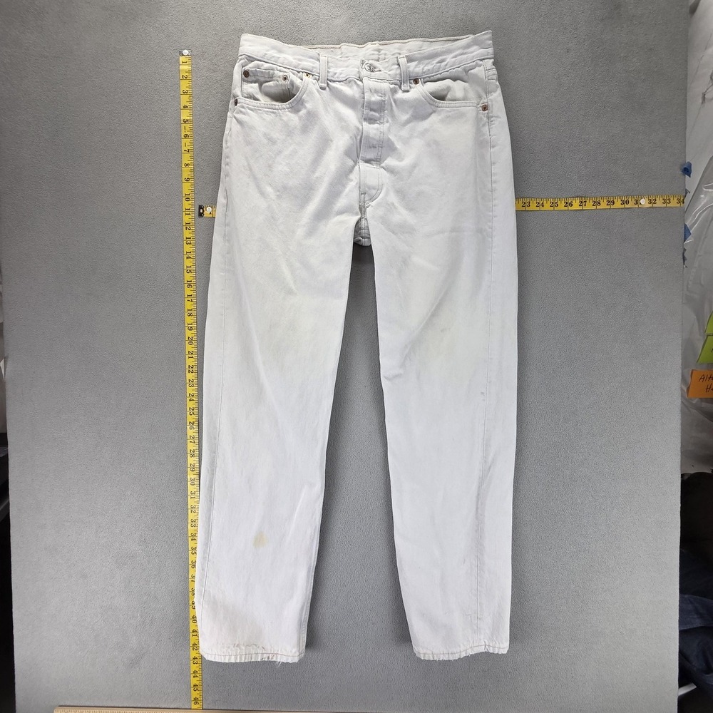 Vintage Levis 501 Jeans Mens White Straight Button Fly Made in USA Fits 33x31